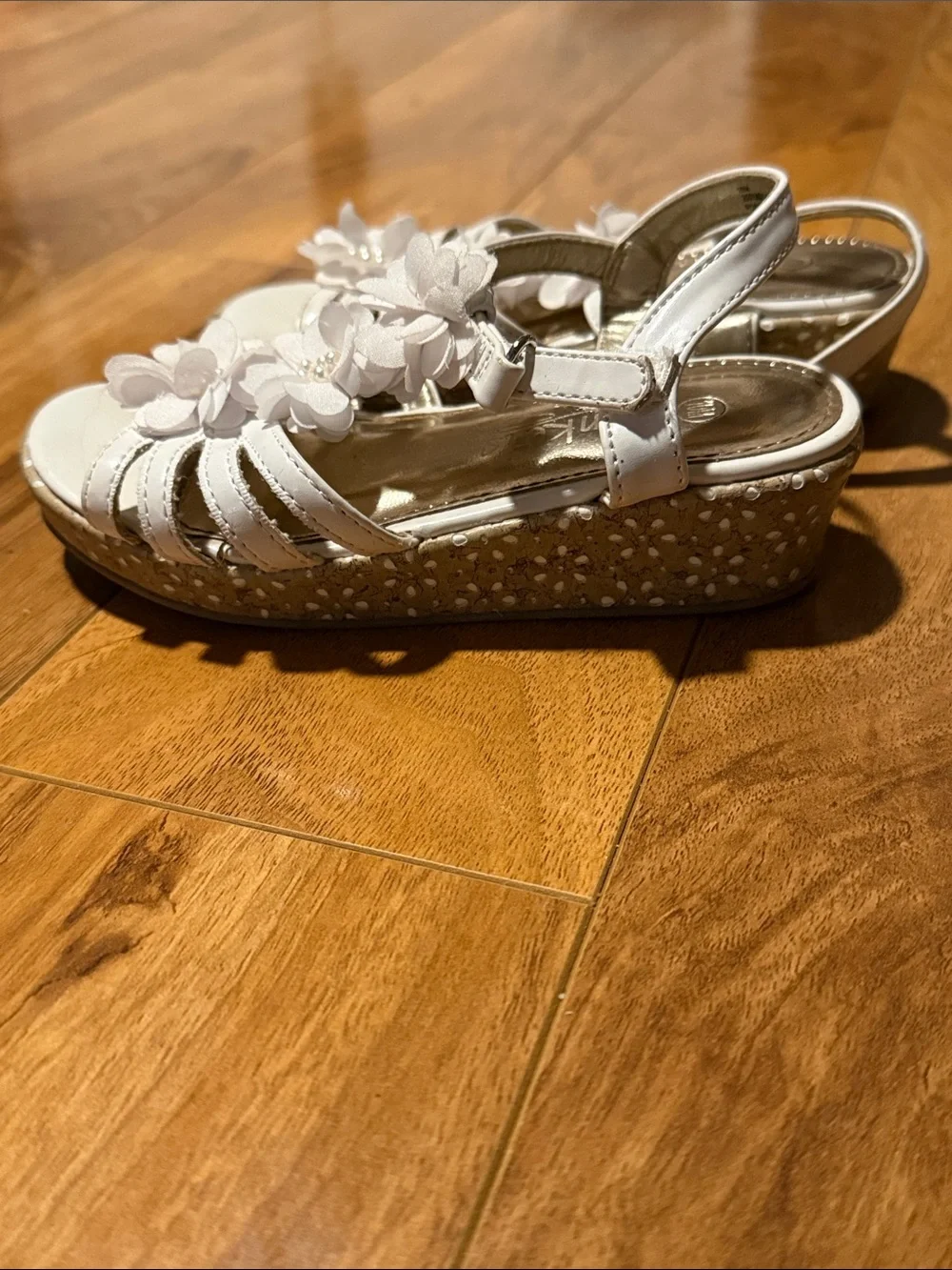 White Floral Strap Sandals and Glitter Ballet Flats - Kids Dress Shoes